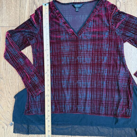 Simply Vera Vera Wang Velvet Burnout Sheer Tunic SZ M Goth Dark Romantic Vampire - Picture 7 of 7